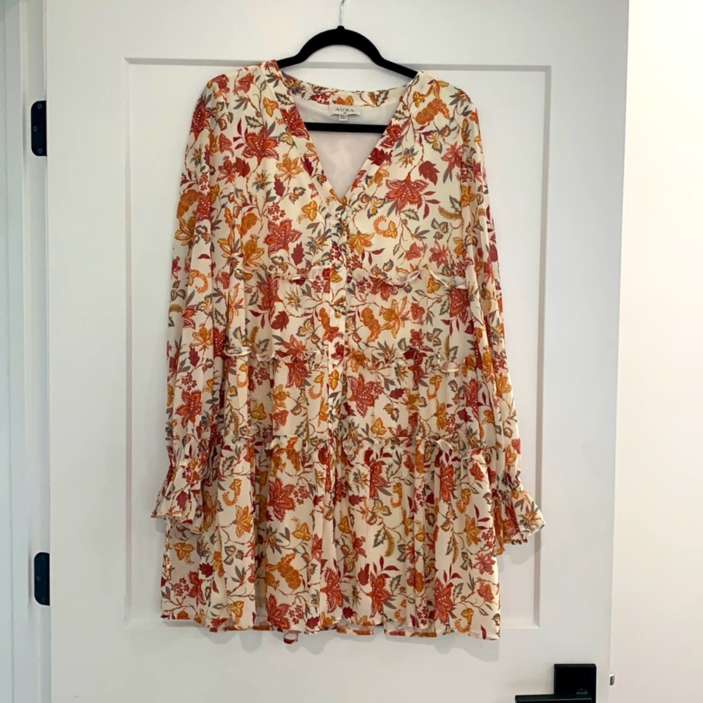 Red Dress, flowy midi dress. Great for fall. Size Medium.